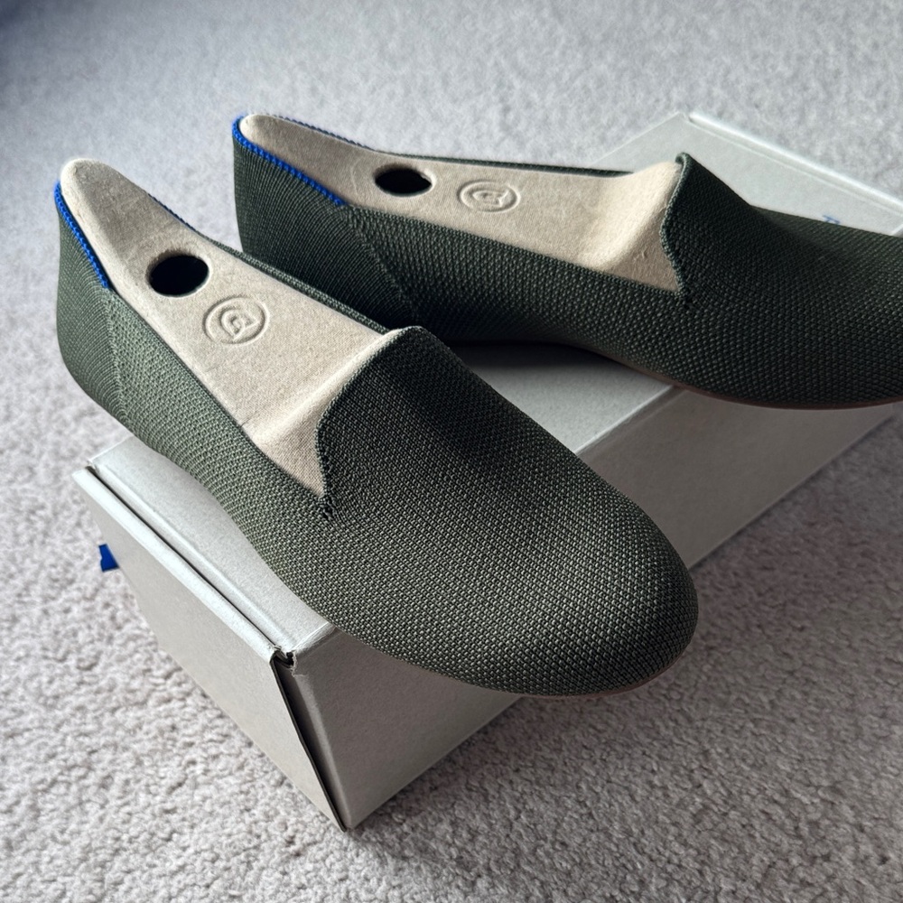 Rothy’s Loafer in Cypress Green. Washable. Size 6 and new in box.